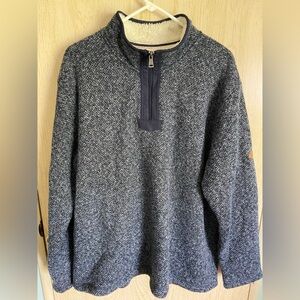 ORVIS Classic Men’s Blue 1/4 Zip Sherpa Lined Fleece Pullover Sweater Size XL